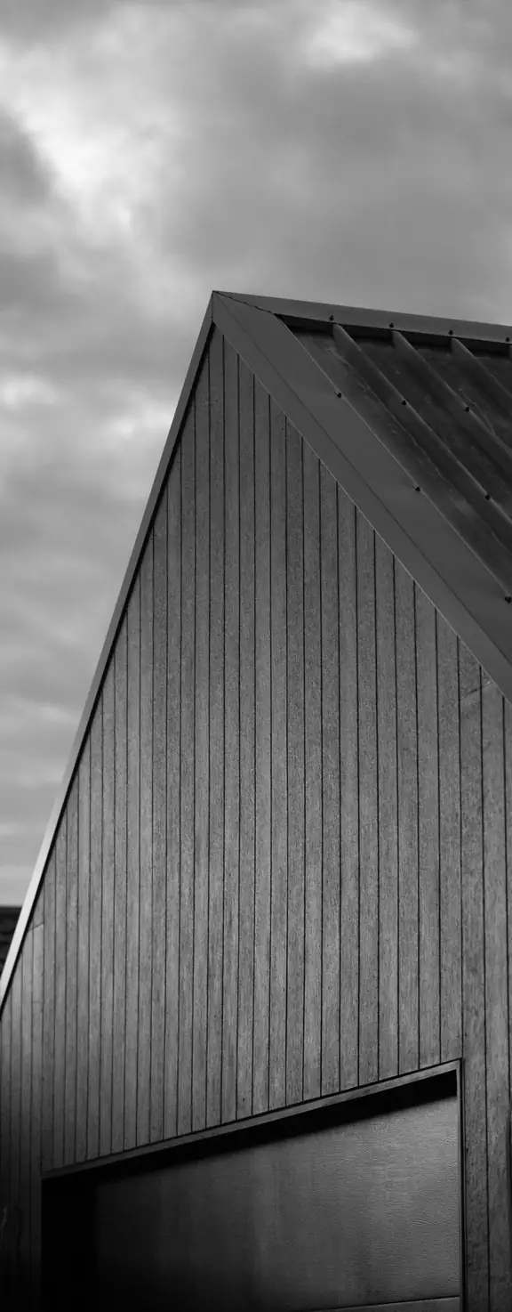 Metal roof panels at dusk