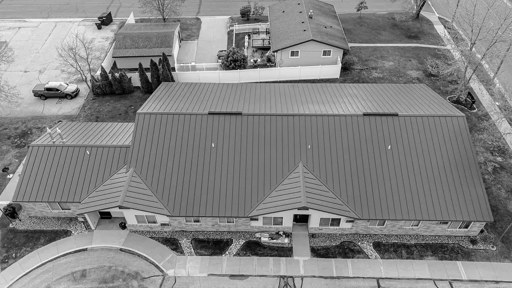 Brown standing-seam metal roof