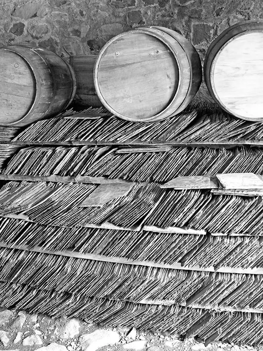 Slate tiles stacked on a roof